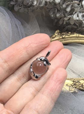 日本海外vintage中古简约款复古银色海豚琉璃珠吊坠项链孤品