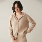 绒感轻盈高领拉链山羊绒开衫 女保暖宽松羊毛2025秋冬针织毛衣