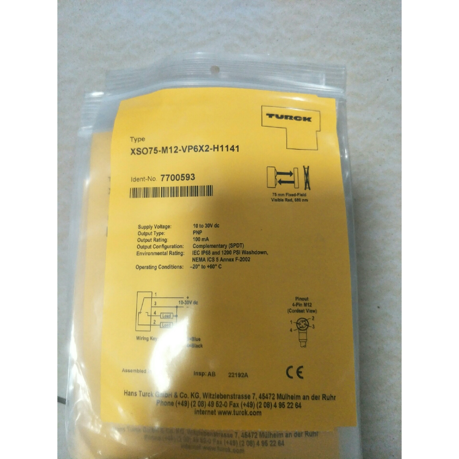 工程剩余全新原装图尔克XSO75-M12-VP6X2-H11