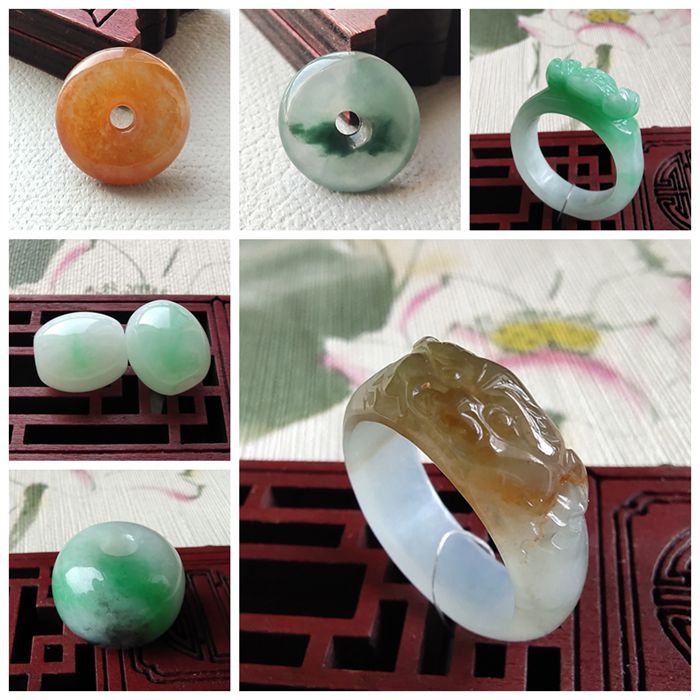 天然翡翠阳绿指环戒圈瑕疵翡翠