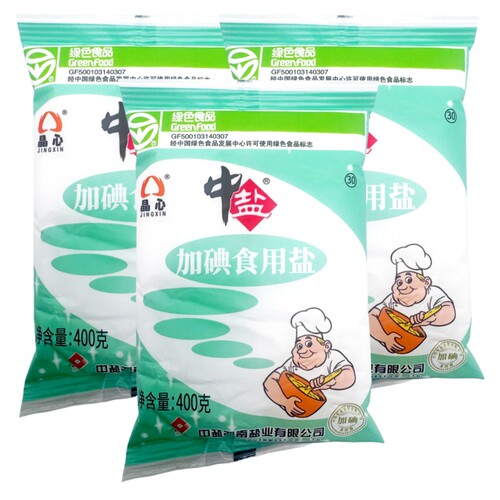 中盐晶心加碘食用盐400g袋装