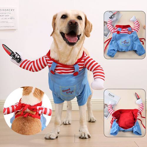 狗狗拿刀衣服搞笑搞怪衣服边牧金毛大型犬COS服杀爆款抽象变身装