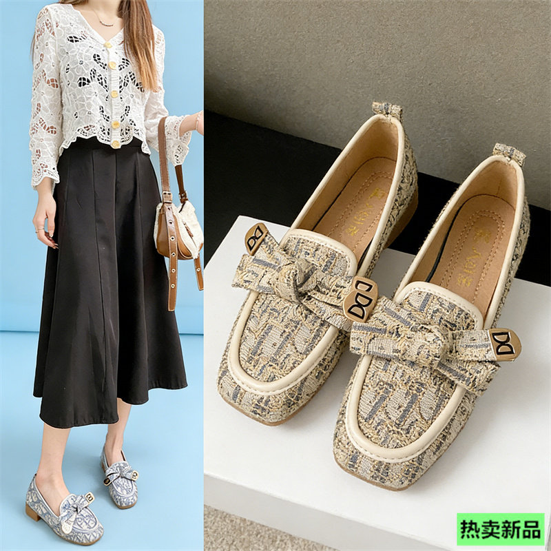 国风新中式方头中跟单鞋女2026新款软底旗袍鞋复古蝴蝶瓢鞋平底鞋,女鞋,浅口单鞋,淘宝优惠券,粉丝福利购,淘宝优惠卷