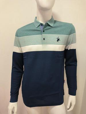 斯家男士秋冬款翻领长袖POLO纯棉T恤鄂尔多款商务休闲条纹50.52码