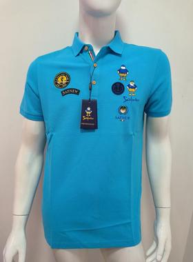 沙家夏季男士翻领黄色条纹短袖T恤雷迪波款都市时尚休闲款