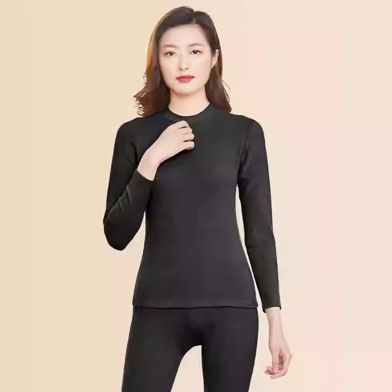 内衣女士加厚中领双面绒棉秋衣