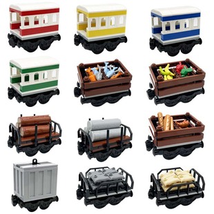 小颗粒积木国产MOC火车轨道城市列车运输车厢可连接适用于乐高