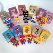 新款 迷你串联小颗粒地摊网红小盒积木益智手工儿童卡通公仔拼装