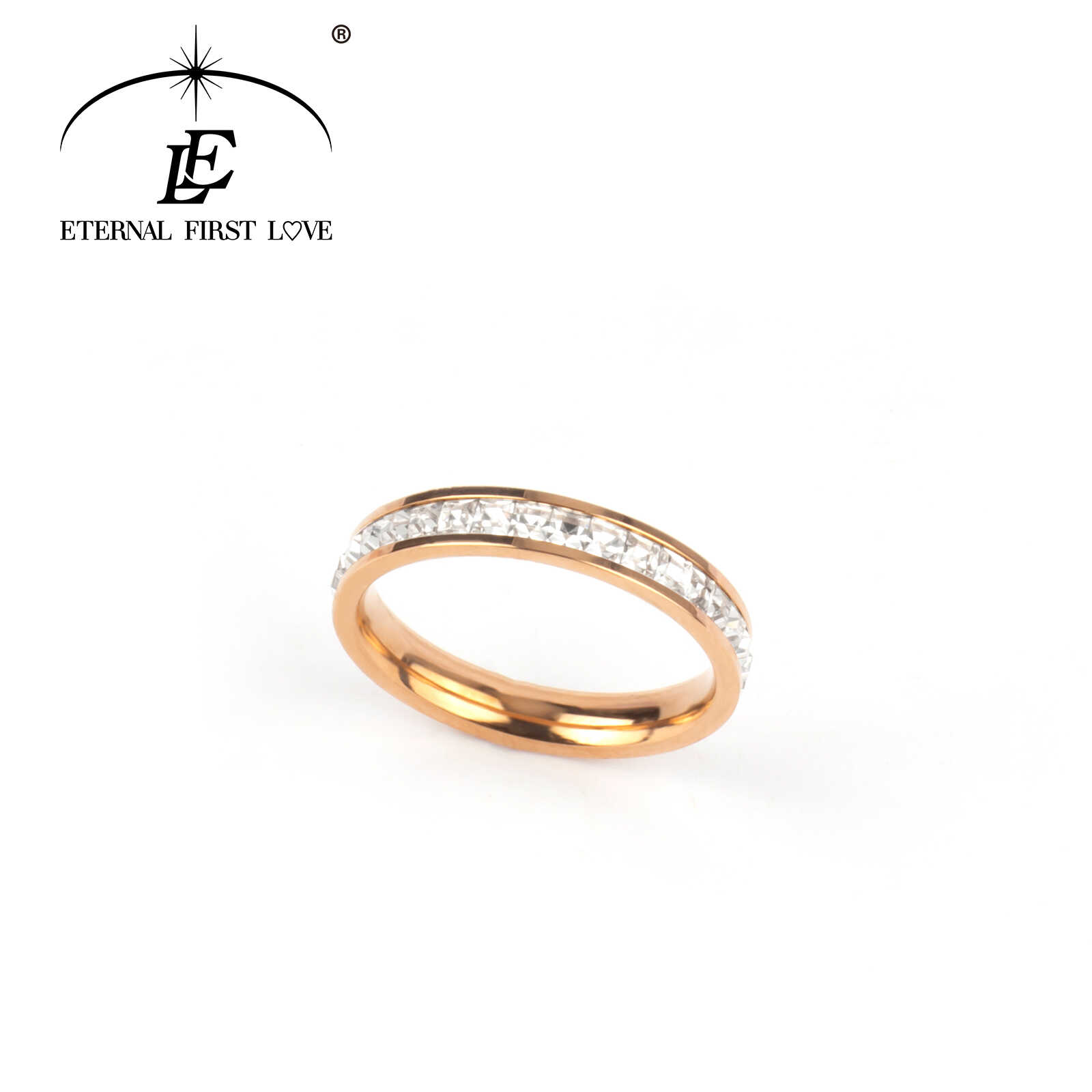 eternal first love 简约气质轻奢百搭单排光洁戒指-8007