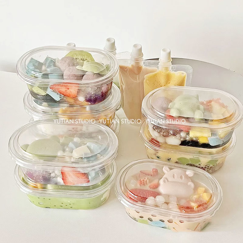 500ml透明饱饱碗 ins风高档加厚千层蛋糕盒仙草水果捞豆乳盒子
