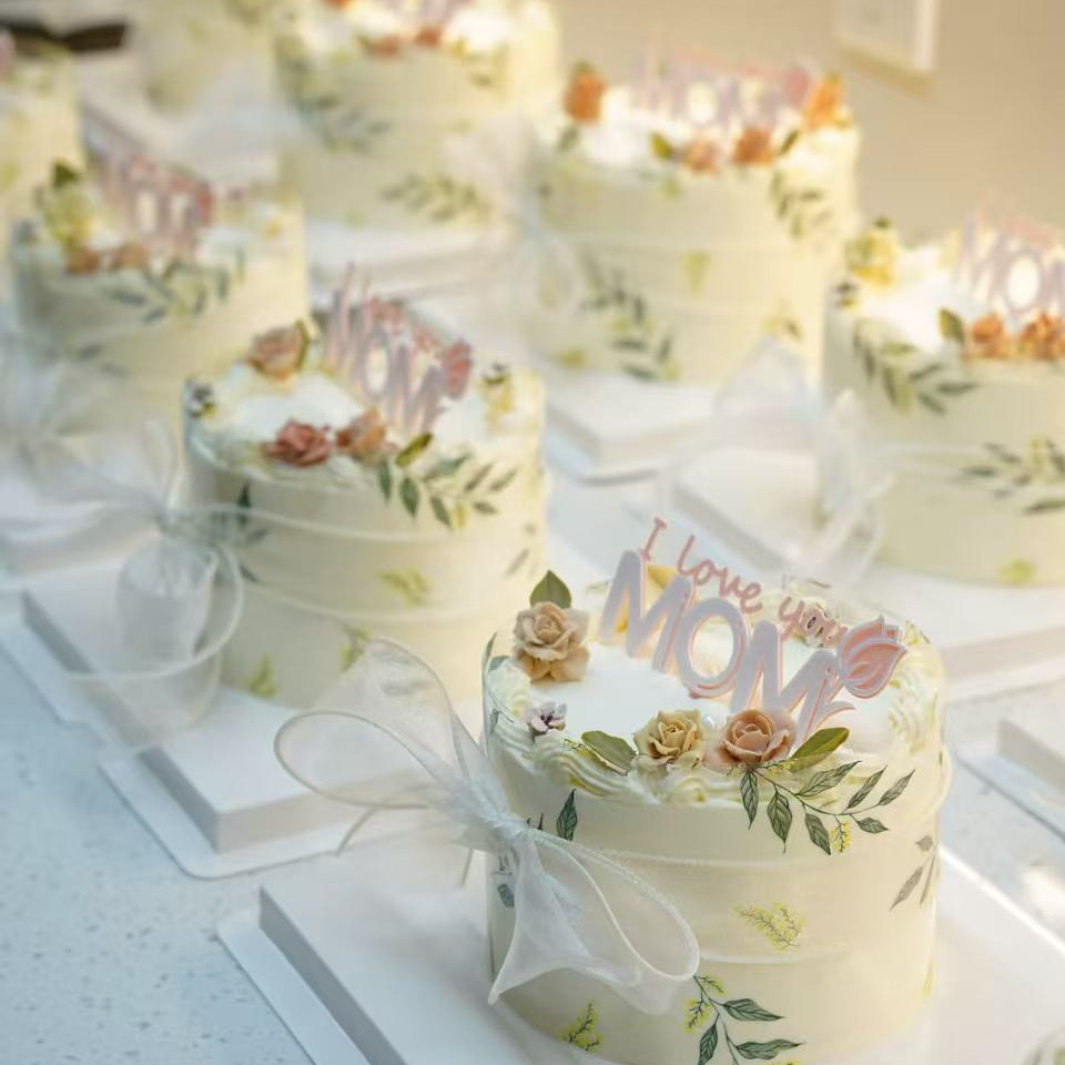 2026母亲节森系蛋糕装饰绿叶加厚硬围边ins风蛋糕透明树叶围边