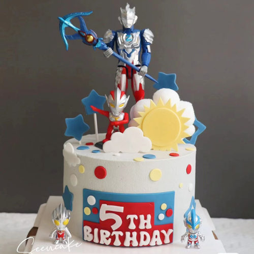 网红蛋糕装饰超人泽塔摆件儿童男孩生日派对用品太阳星插件装饰