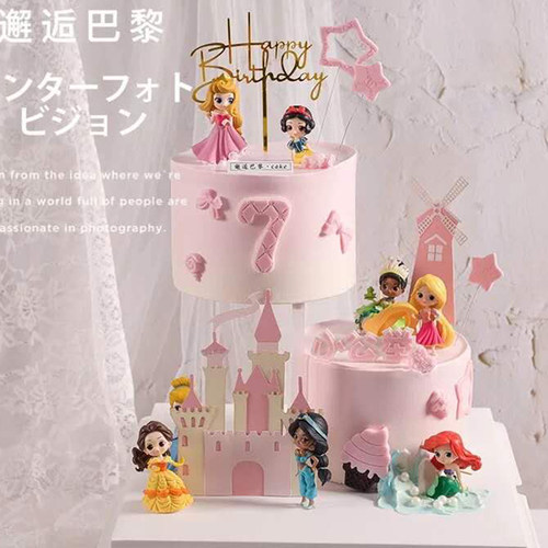 悬浮公主灰姑娘贝尔冰雪蛋糕装饰