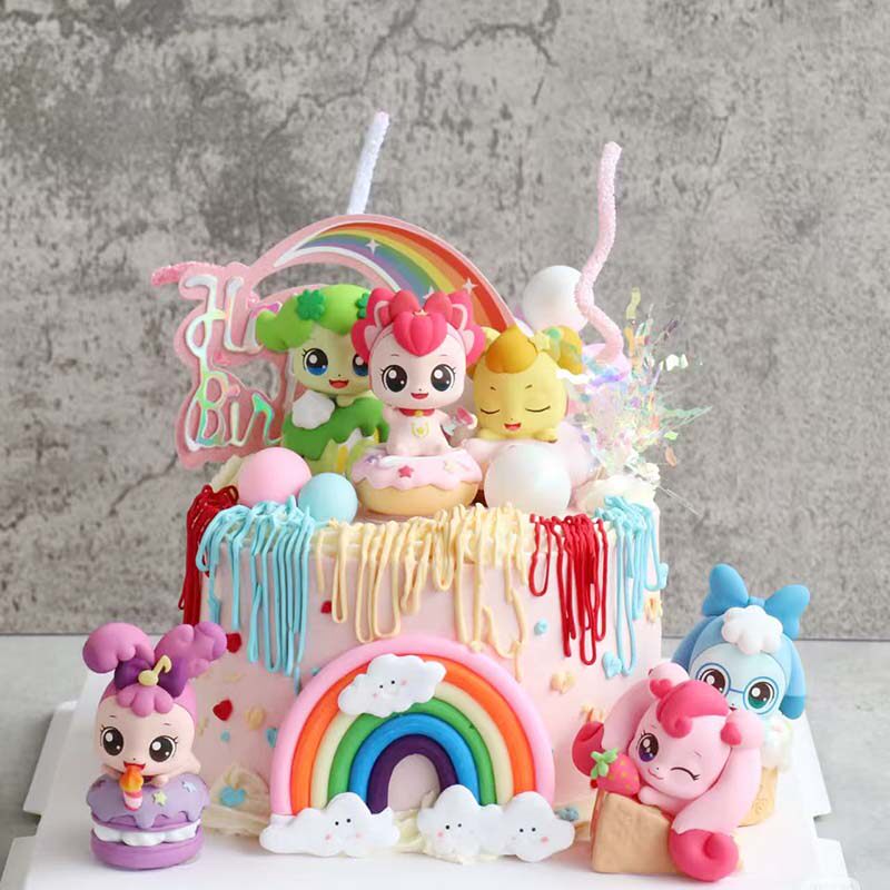 卡通奇妙萌可蛋糕装饰摆件甜品大冒险盲盒幸福少女孩儿童生日装扮图片