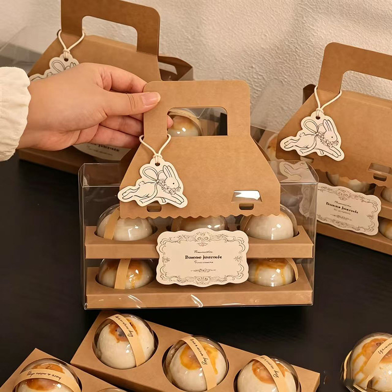 2026中秋节新款蛋黄酥包装盒6/六粒蛋黄酥礼盒法式简约创意手提盒