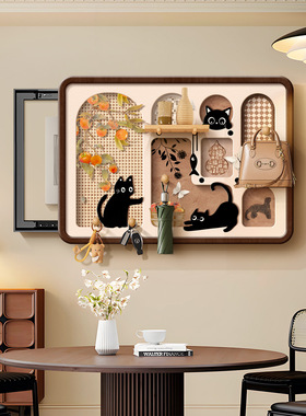 中古风猫免打孔电表箱遮挡装饰画