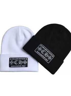 ch街头风情侣黑白刺绣毛线帽新品