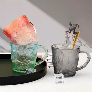 冰川杯带把手玻璃水杯磨砂杯子ins风高颜值家用喝水杯日式啤酒杯