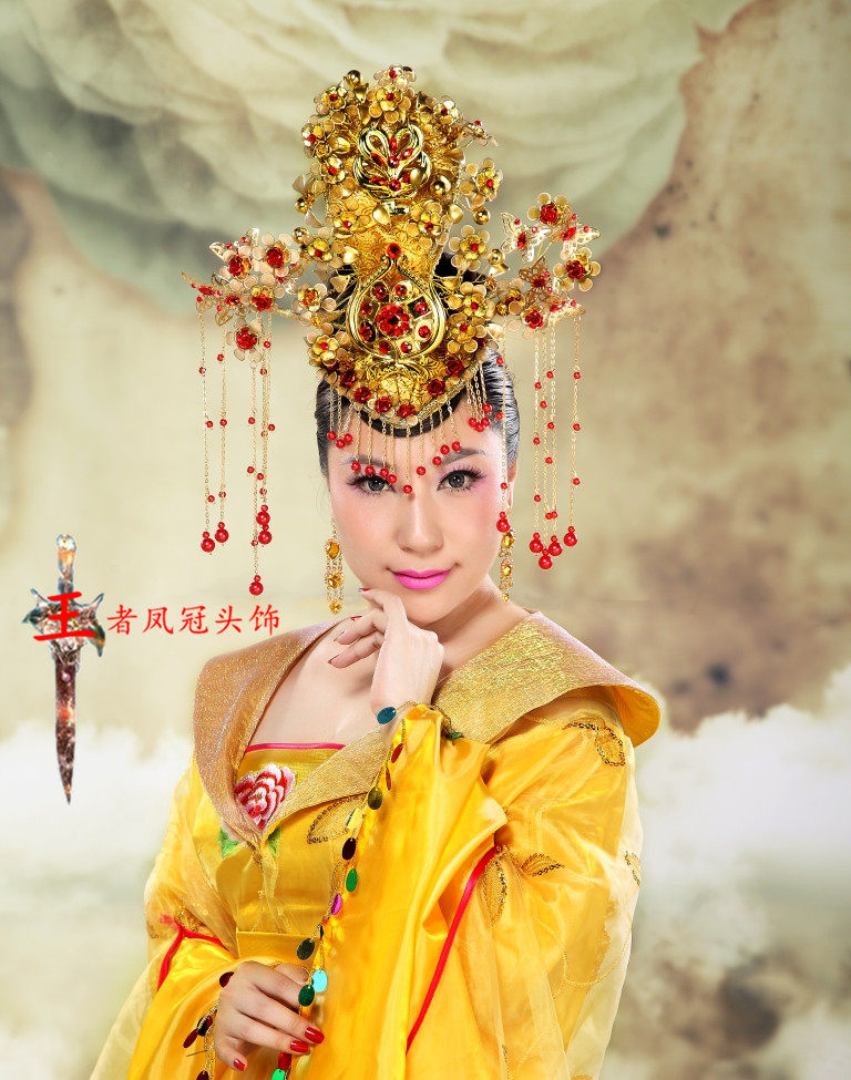 女古装头饰汉服古装发饰汉唐宫廷贵妃凤冠霞帔汉服结婚新娘女发饰