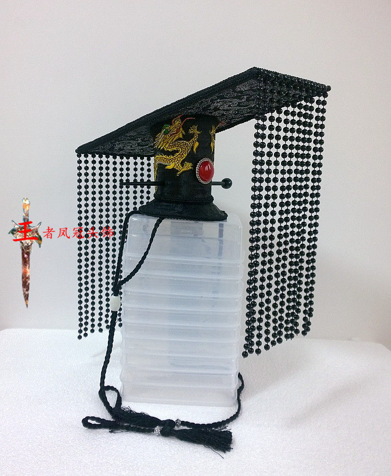 秦汉皇帝头饰发冠十二旒珠链门帘头饰汉朝皇帝头饰发冠古风发饰