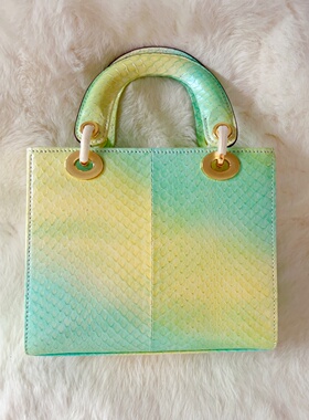 D家秋冬美物新品 超美元气渐变奢华天然蛇皮女包单肩包小号斜挎