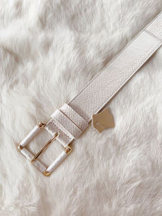 D家美物新品 超美珍珠白三文鱼皮女士宽腰带收腰大衣连衣裙腰封