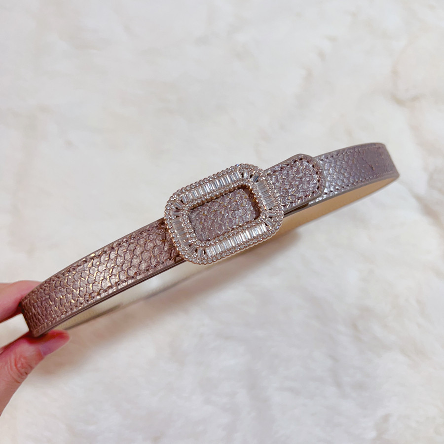 超美灰色三文鱼皮女腰带