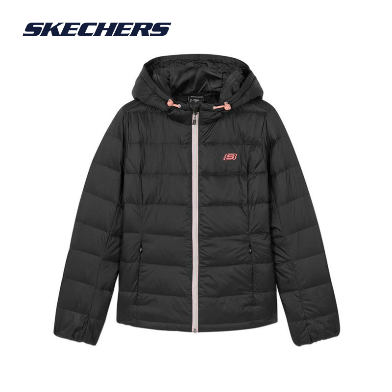 Skechers斯凯奇女士装羽绒服新款冬装中长款连帽休闲棉服L419W113