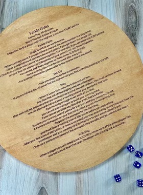 跨境新品Farkle Dice Tray木质骰子托盘骰子爱好者家庭聚会游戏