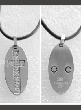 硅胶链条不锈钢CNC镶嵌锆石 磁石吊坠