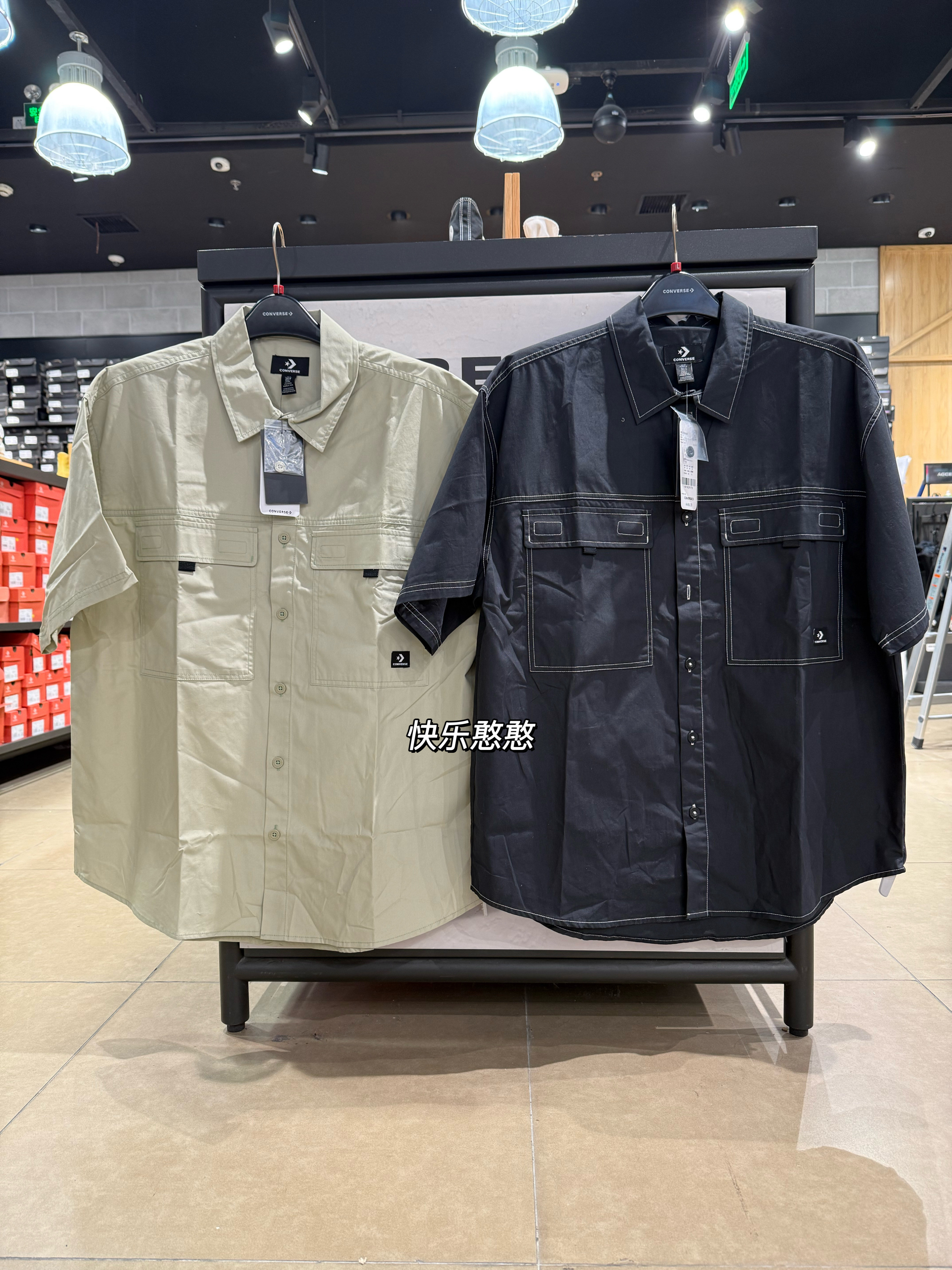 CONVERSE匡威男款夏季工装风多口袋衬衫短袖上衣10028348-A01-A02