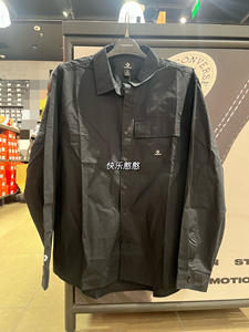 Converse匡威纯棉翻领长袖黑色衬衫衣工装外套10023803 10024062