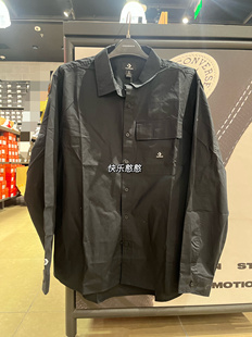 Converse匡威纯棉翻领长袖黑色衬衫衣工装外套10023803 10024062