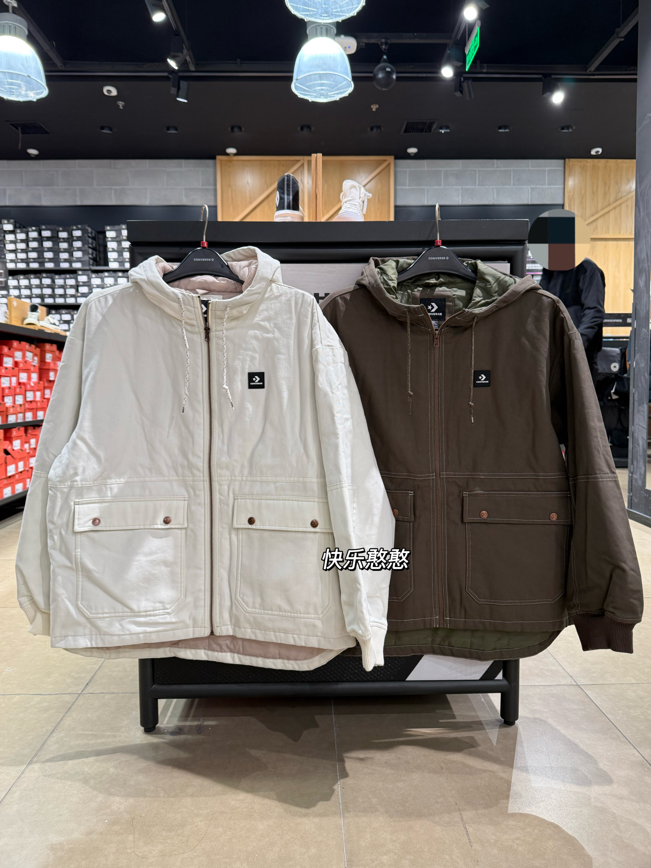 正品Converse匡威男子宽松版连帽工装风保暖棉服夹克外套10023804