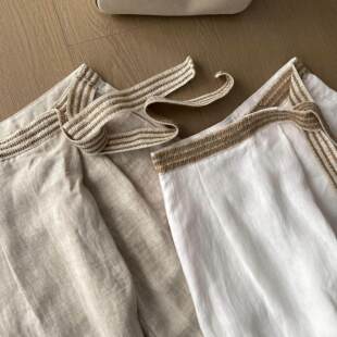 设计感腰头亚麻阔腿麻裤 26春夏新品 26316 米兰麻裤