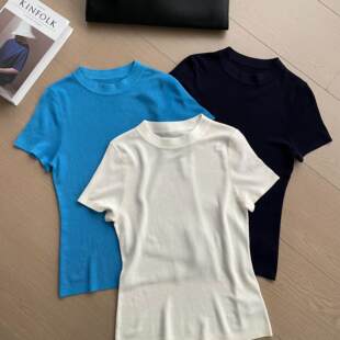 高贵轻奢简约纯色正肩圆领短袖 26新款 恤百搭 极简风