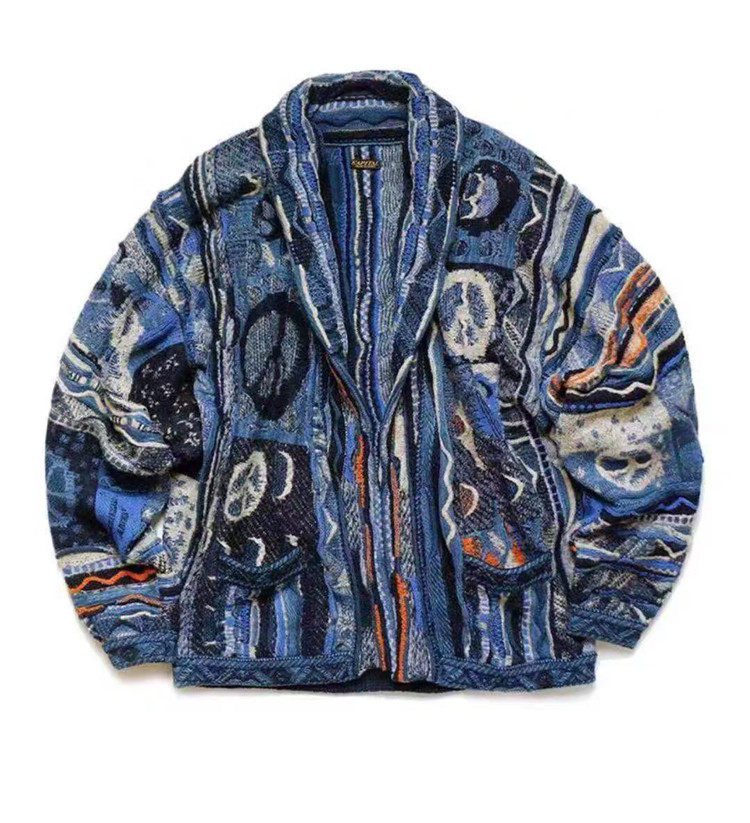 温酒 kapital 平田和宏日潮男女情侣复古反战针织开衫毛衣外套ins