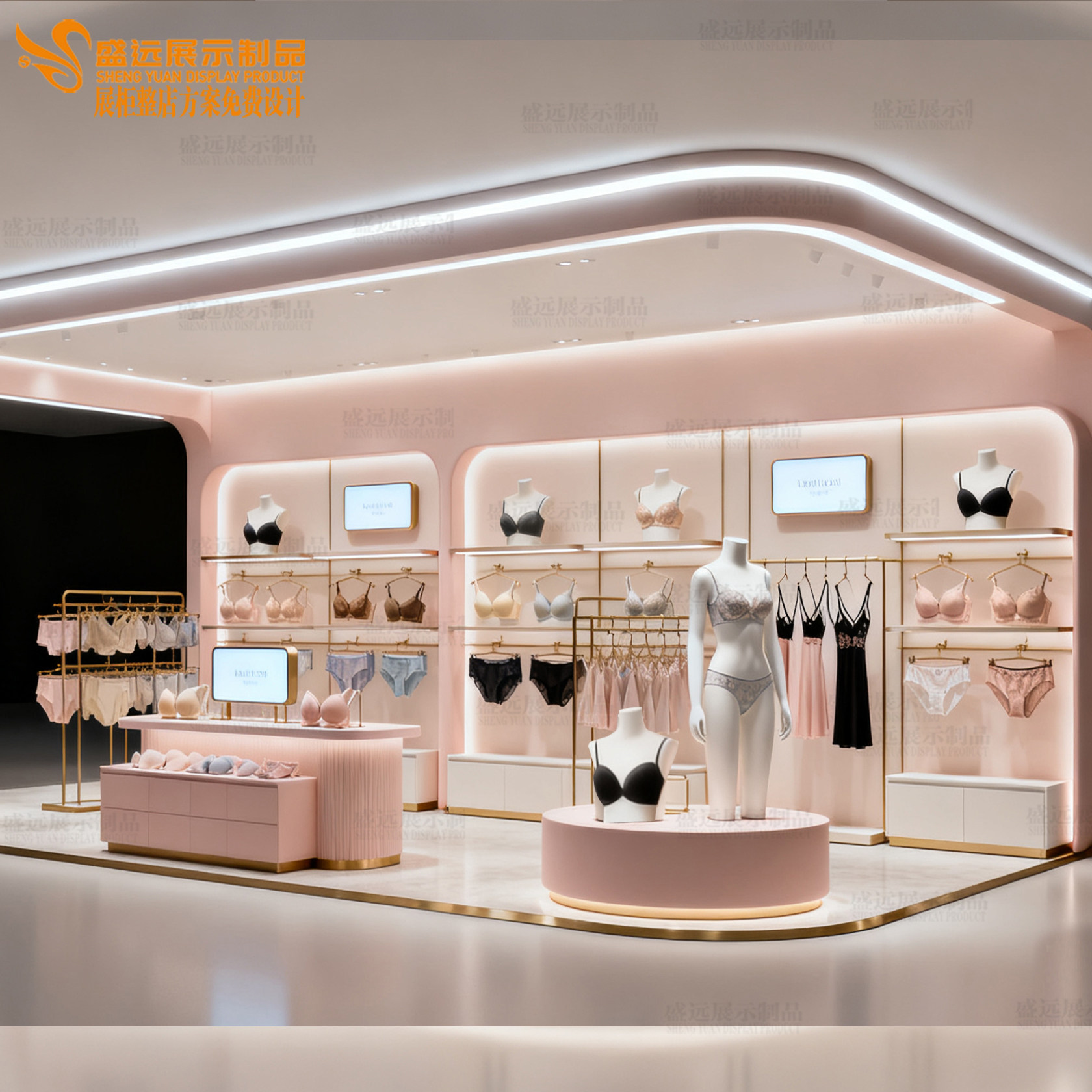 内衣店展示柜袜子货柜睡衣家居服陈列柜文胸货架内裤中岛免费设计