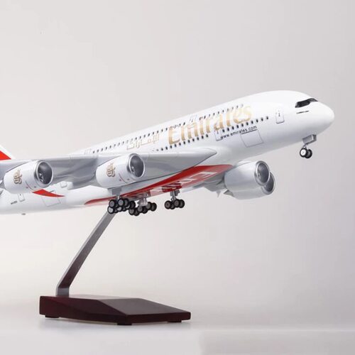 47cm树脂A380阿联酋航空飞机模型带灯带轮子仿真静态航模收藏