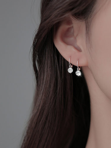 925纯银闪钻耳圈小众耳钉2021年新款潮耳环夏季耳饰女