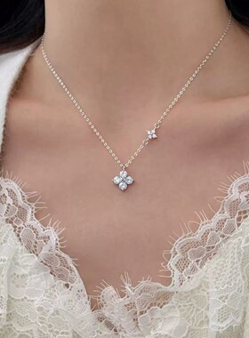 925银四叶草项链女高级感锁骨链2026新爆款毛衣链颈链