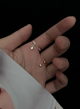 925纯银光面链条戒指ins时尚个性