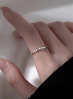 s925纯银打结戒指女小众设计时尚个性食指戒轻奢开口指环