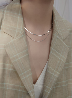 925纯银项链创意ins冷淡风锁骨链双层小众感饰品女配饰网红