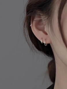 耳钉小众耳环夏季 925纯银圆圈耳圈女耳骨钉2024新款 爆款