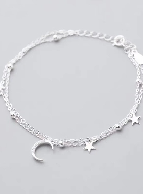 925纯银双层星月手链女生ins轻奢小众女士2024年新款学生礼物