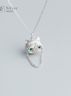 猫蛰眼镜猫项链女潮小众设计嘻哈