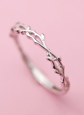 925银树枝荆棘戒指女日韩版潮