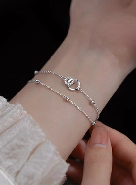 925纯银圆环手链女生小众设计高级感闺蜜手镯轻奢手饰品韩版