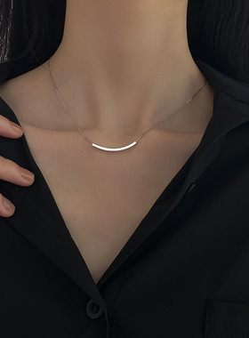 925纯银微笑项链女夏季2021年新款小众设计感高级轻奢2022锁骨链